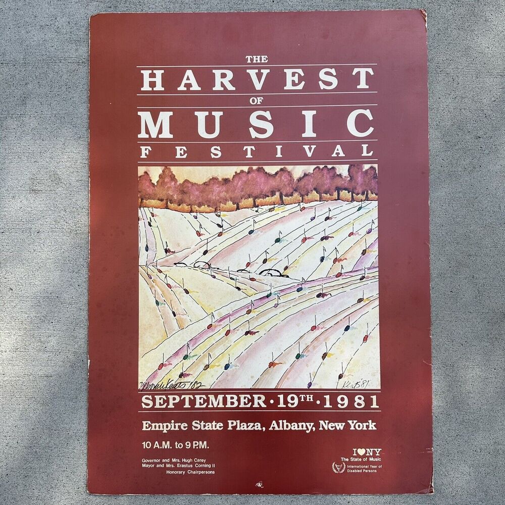 Harvest of Music‎ Festival Event Poster 1981 Empire State Plaza Albany NY Keats